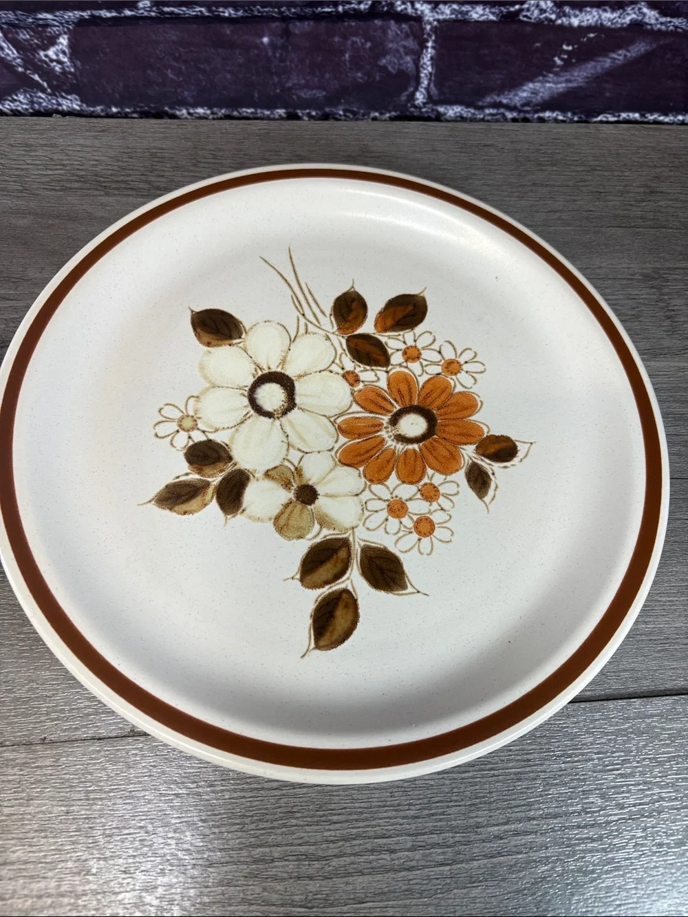 Vintage Set of Floral Pleasant Grove Stoneware Dinner Plates